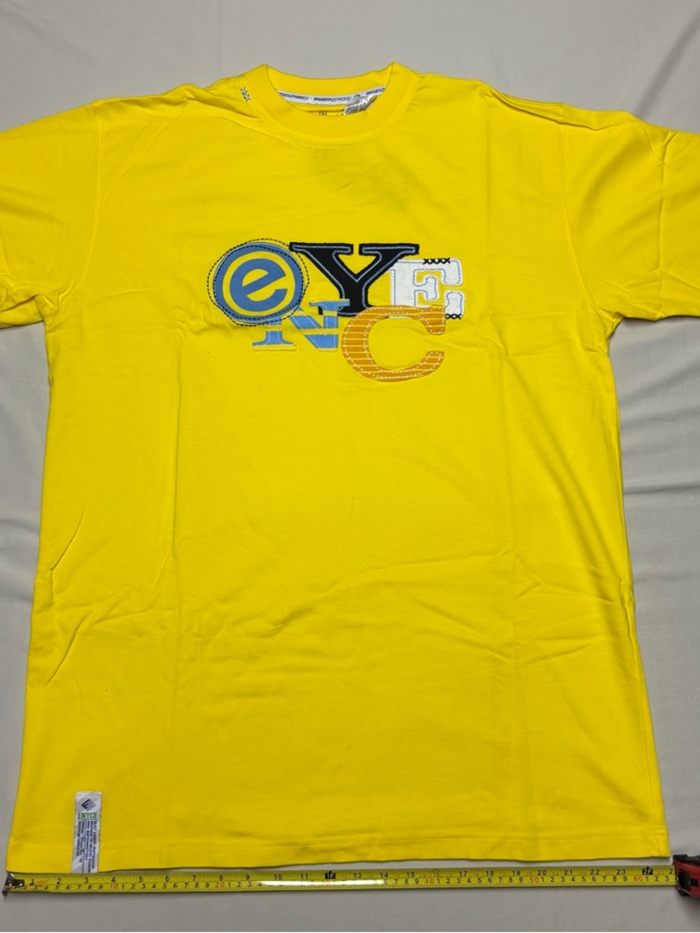 Enyce Bright Yellow Vintage 90s Logo Patch Short Sleeve Heavyweight Tee